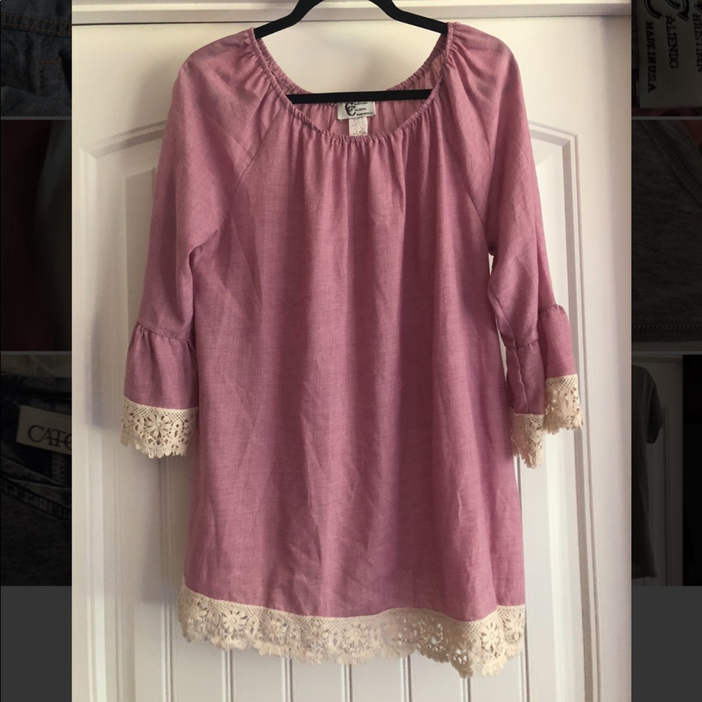 Off the shoulder pink top